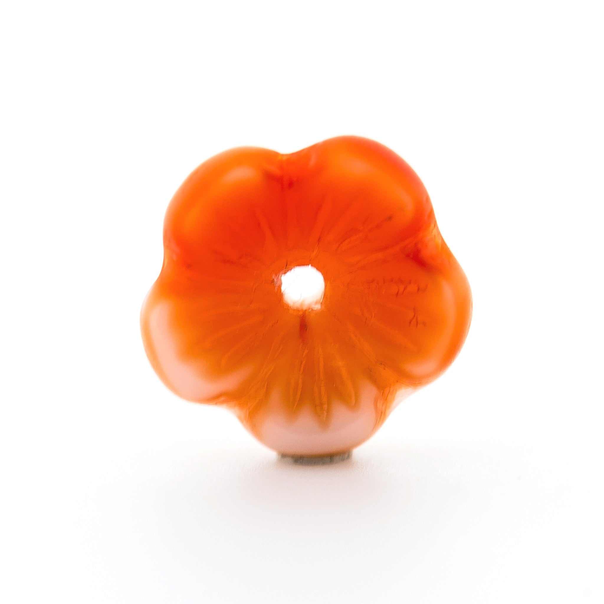 7MM Orange/White Glass Flower Cap (144 pieces)