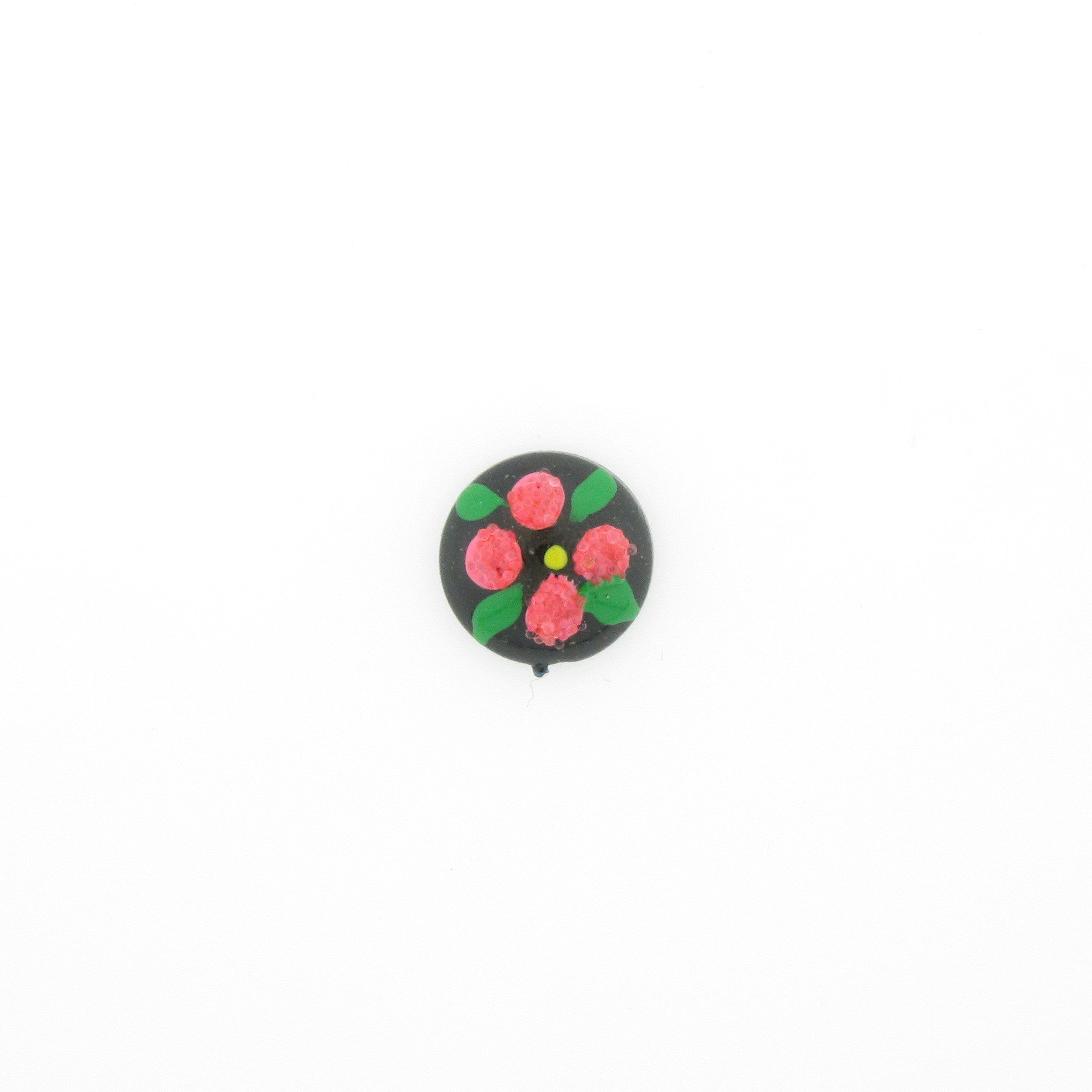 10MM Pink Flower On Black Cab (12 pieces)