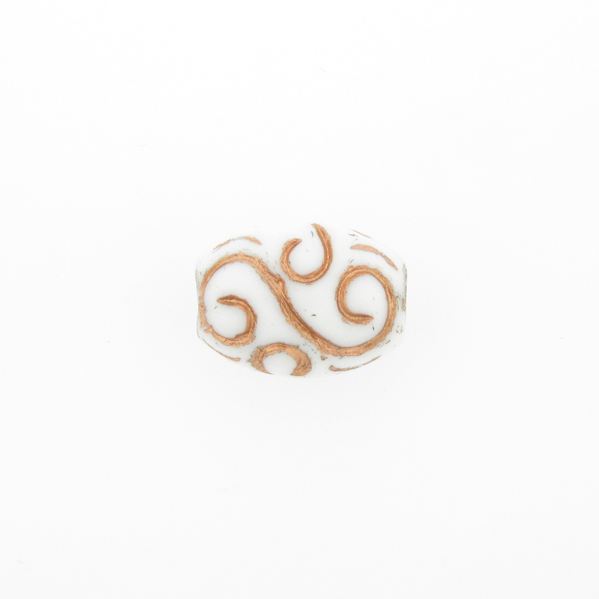 18X13MM White/Gold Oval Glass Bead (12 pieces)