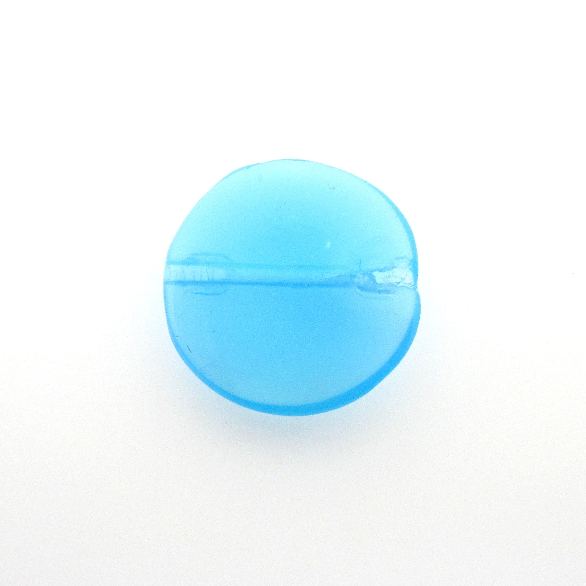 14MM Aqua Opal Glass Flat Round Bead. (36 pieces)