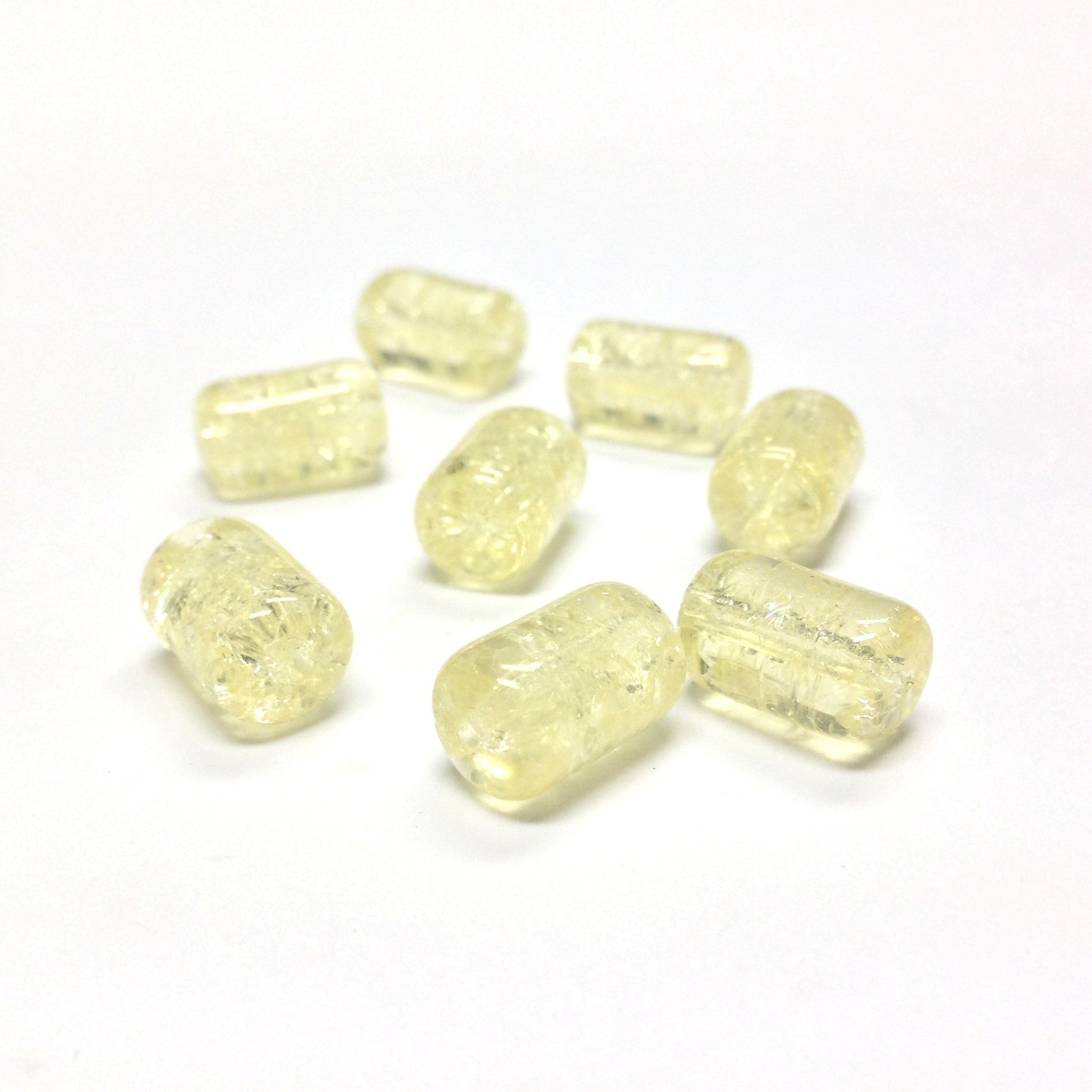 12X8MM Yellow Crackle Glass Tube Bead (36 pieces)