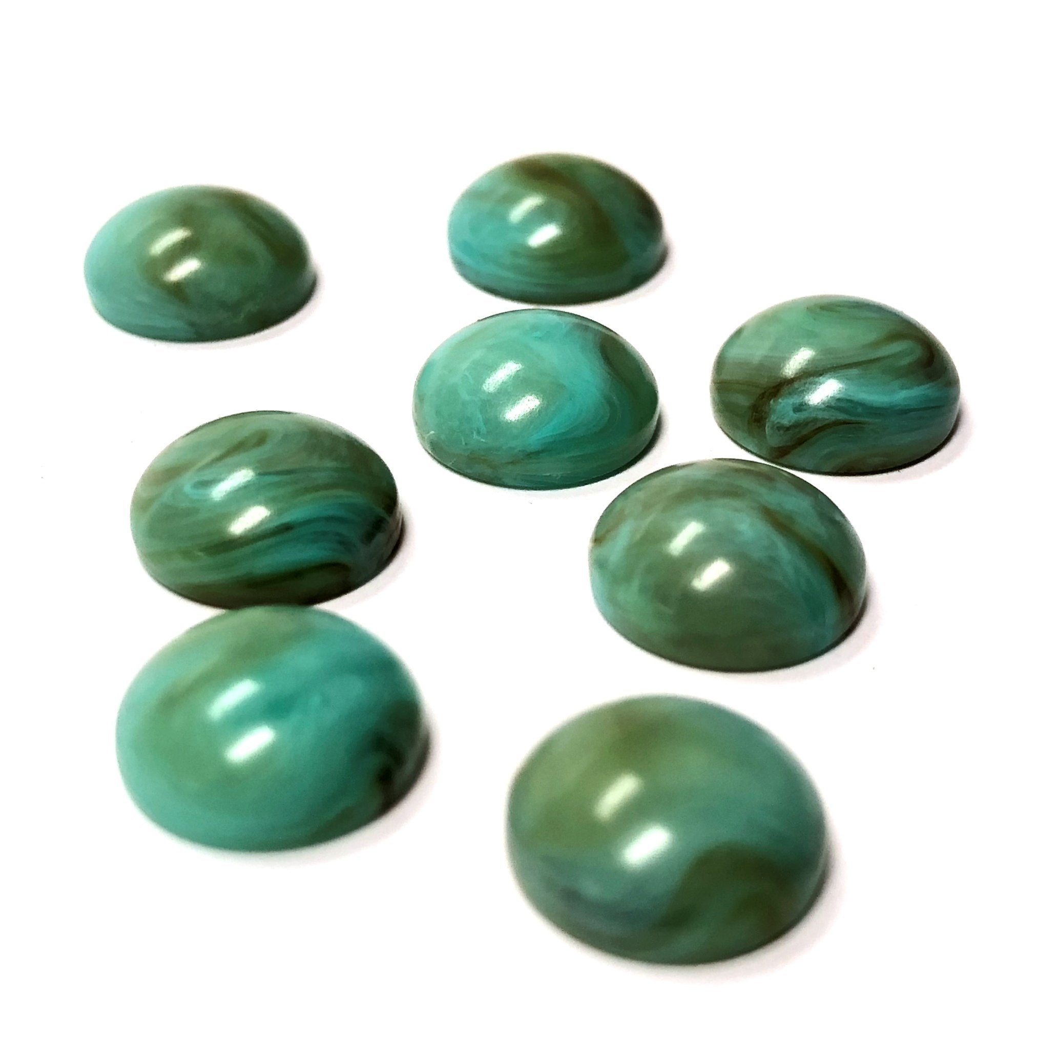 10MM Turquoise Matrix Color Round Acrylic Cab (144 pieces)