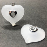 22MM Crystal Mat Acrylic With Silver Rim Heart Drop (36 pieces)
