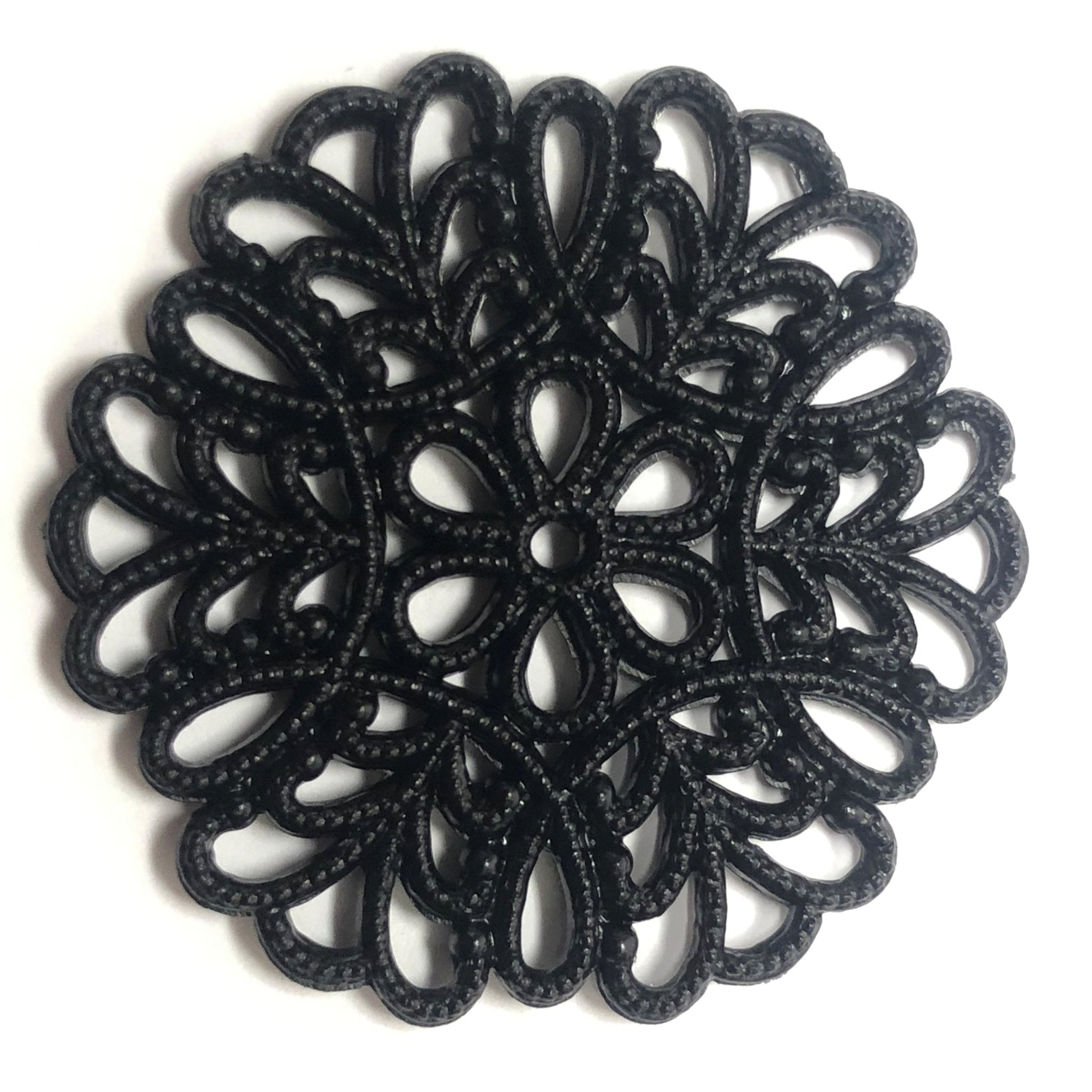 30MM Black Filigree Plastic Disc (36 pieces)
