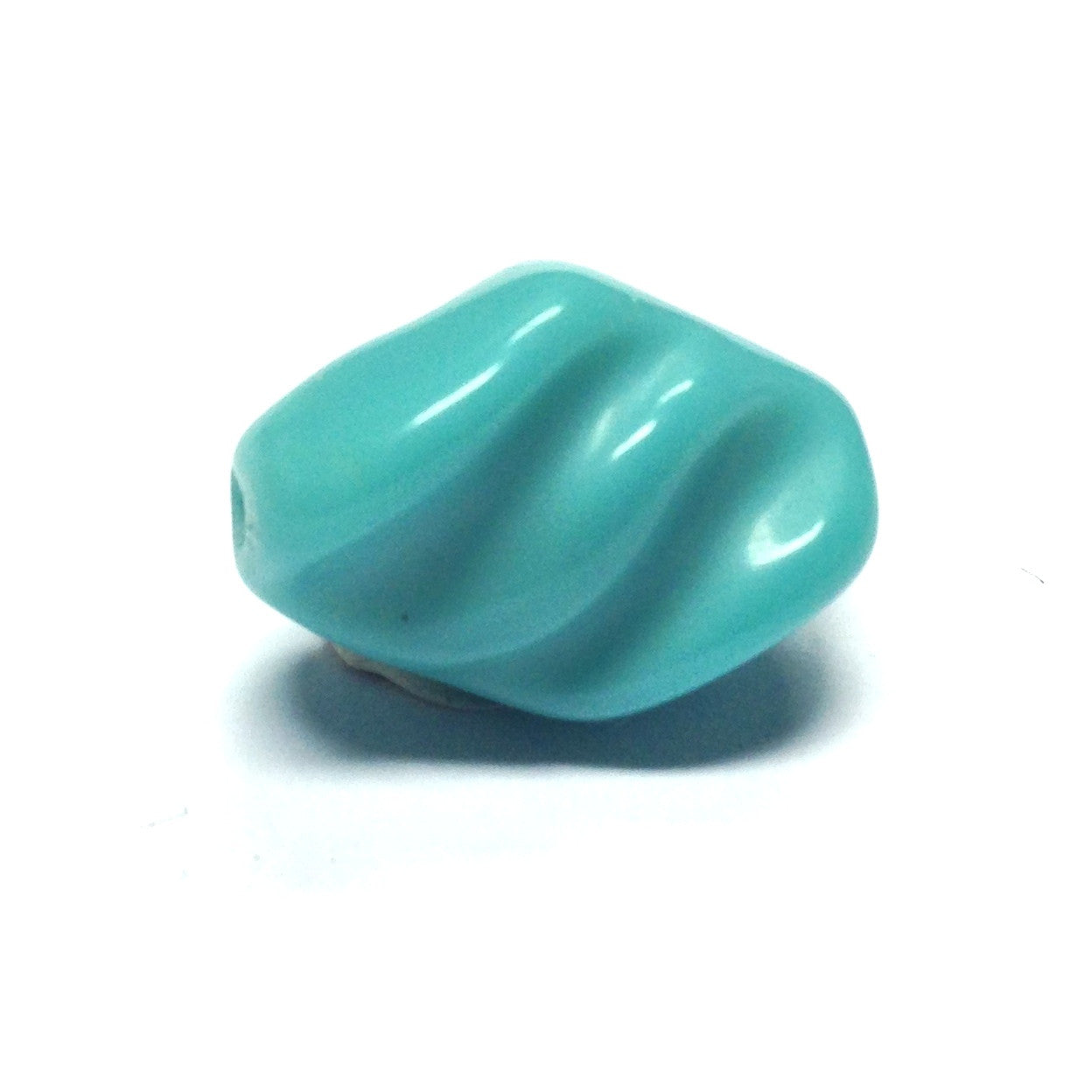 18X12MM Green Turq. Twist Glass Bead (36 pieces)