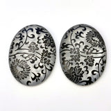 40X30MM Crystal Mat-Black "Botanica" Cab (12 pieces)