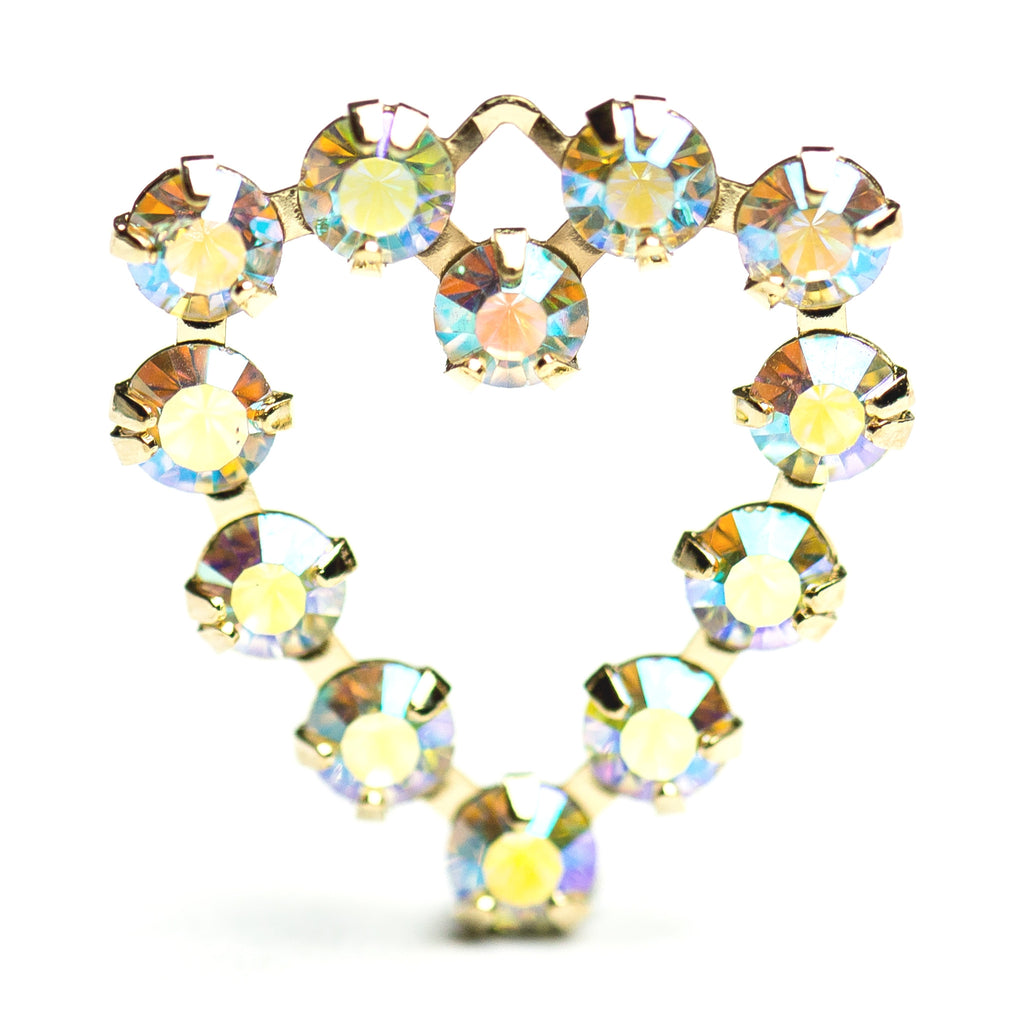 18MM Heart Drop Crystal Ab/Gold (9 pieces)