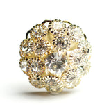 18.3MM Beehive Button Crystal/Gold (3 pieces)