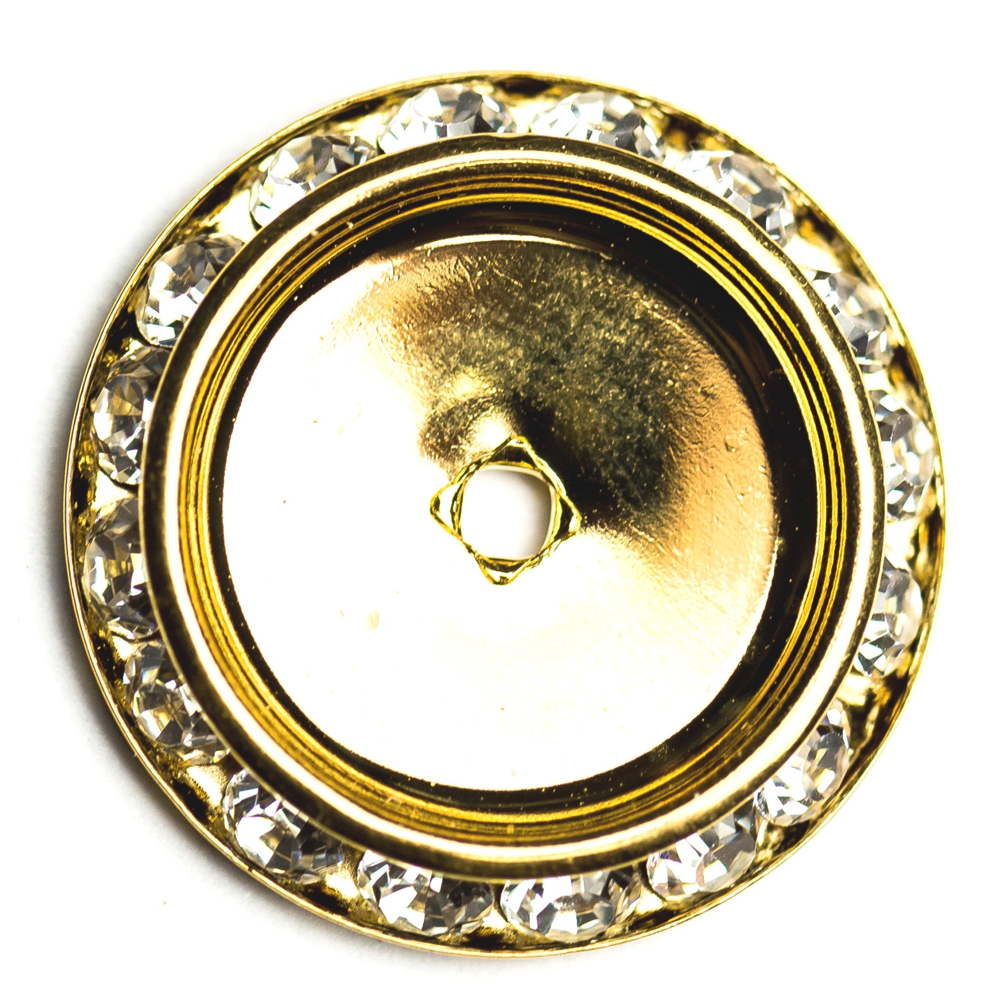 25MM Slant Rondel Crystal/Gold (3 pieces)