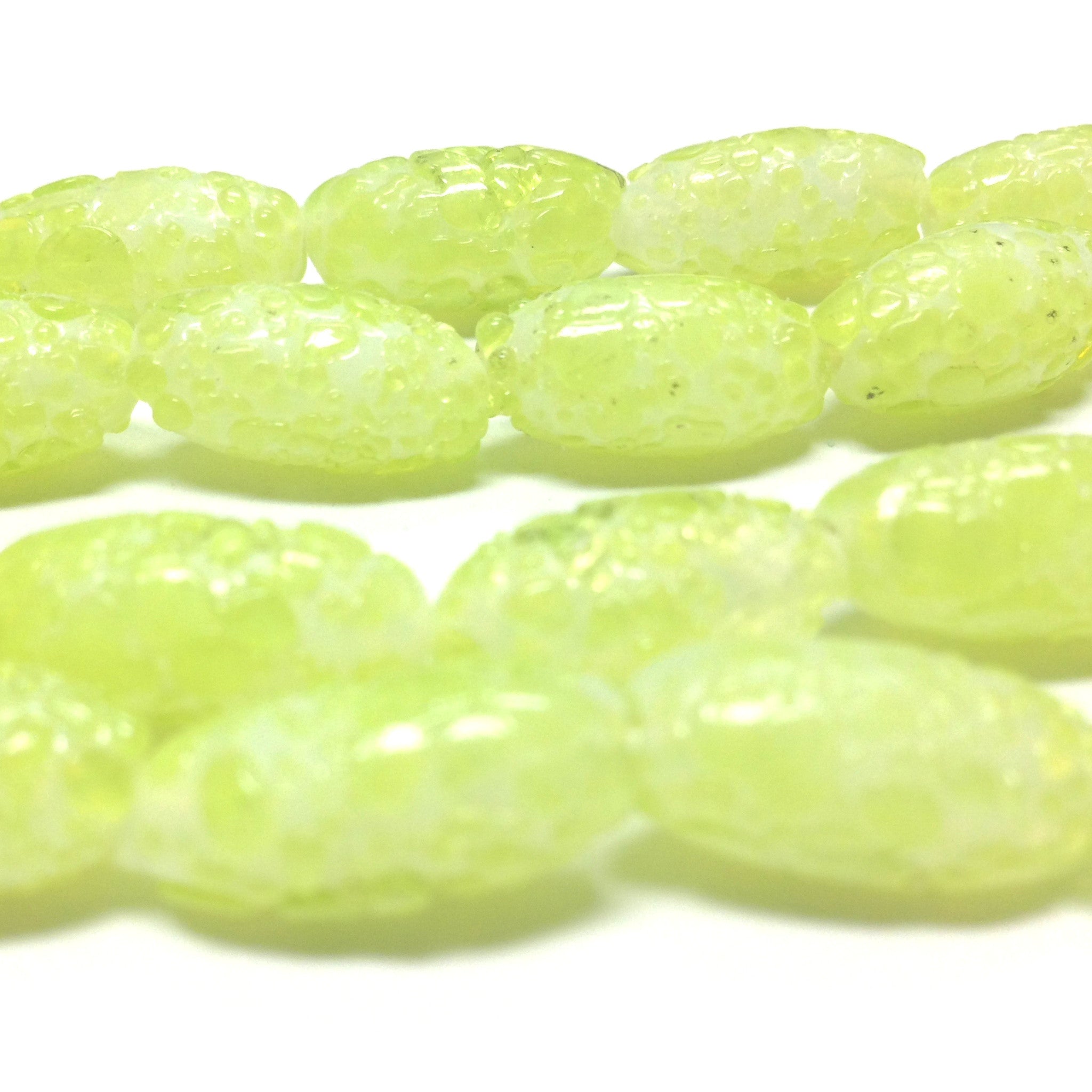 16X8MM Yellow Spotted Glass Oval (50 pieces)