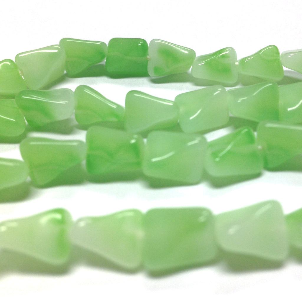 9X8MM Light Jade Glass Twist Rectangle Bead (100 pieces)