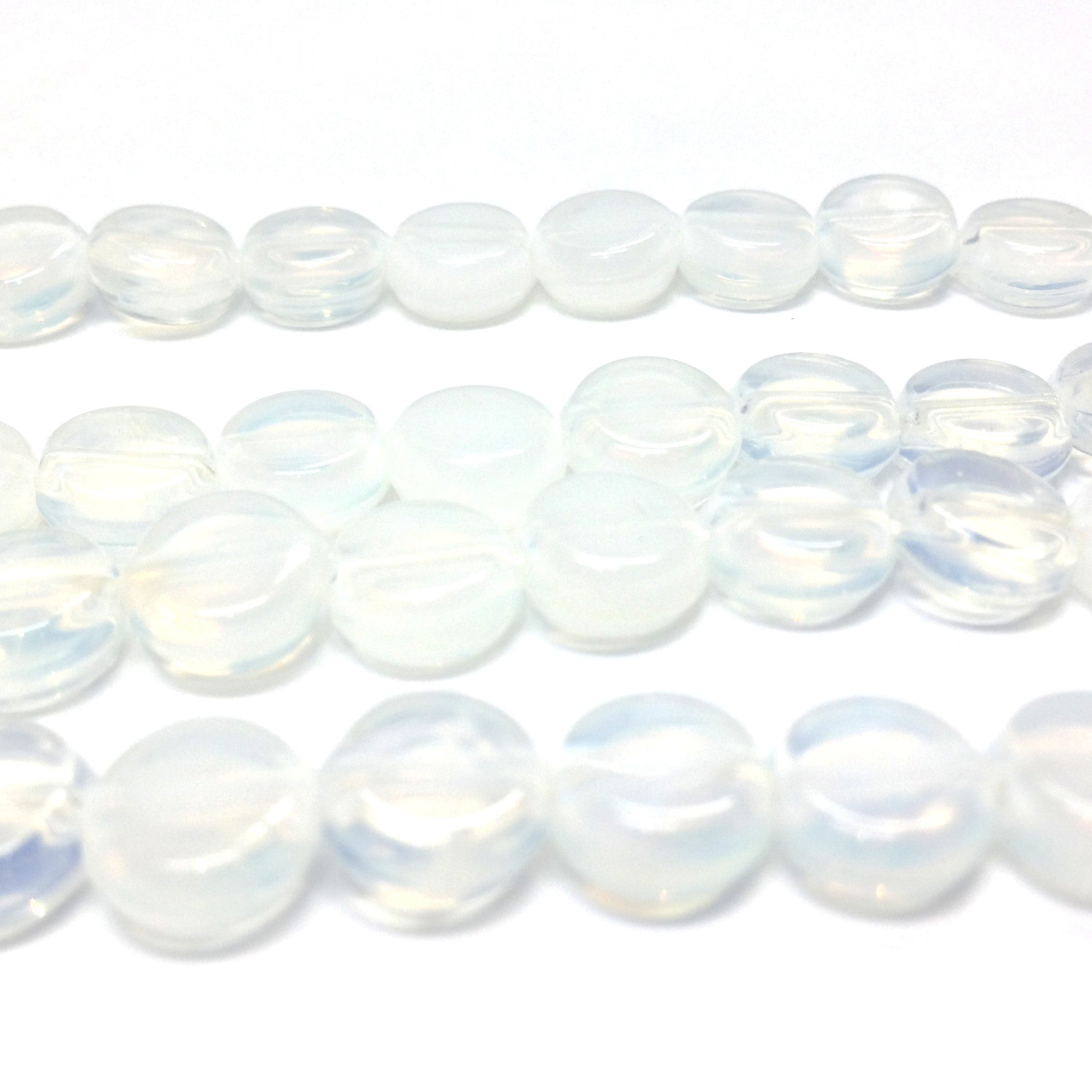 8MM White Opal Glass Disc Bead (100 pieces)