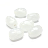 15X11MM White Spotted Glass Oval Bead (30 pieces)