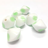8MM White w/Green Glass Bicone Bead (50 pieces)