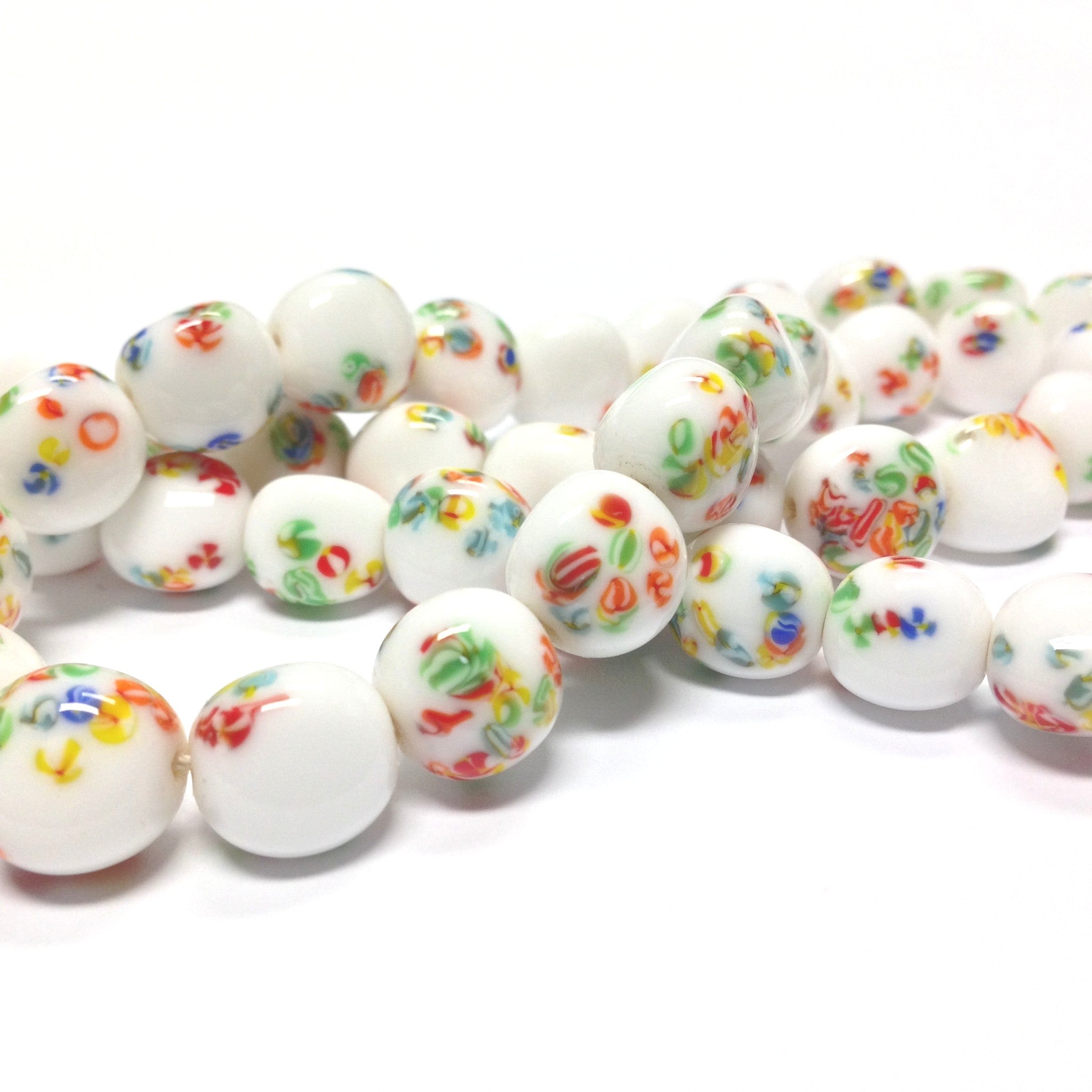 11MM White Tombo Triangular Glass Bead (50 pieces)