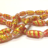16X7MM Red Foiled Glass Oval Beads (36 pieces)