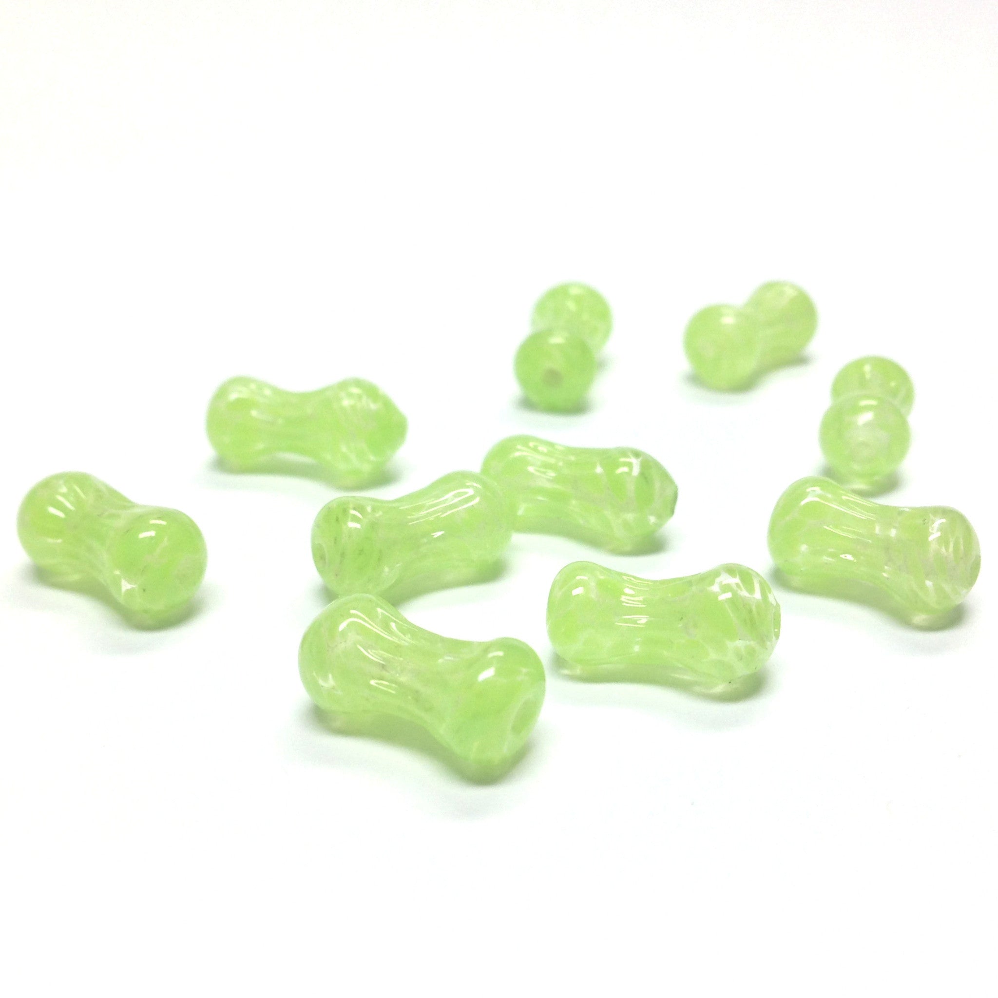 12X6MM Green Glass Dogbone Bead (72 pieces)