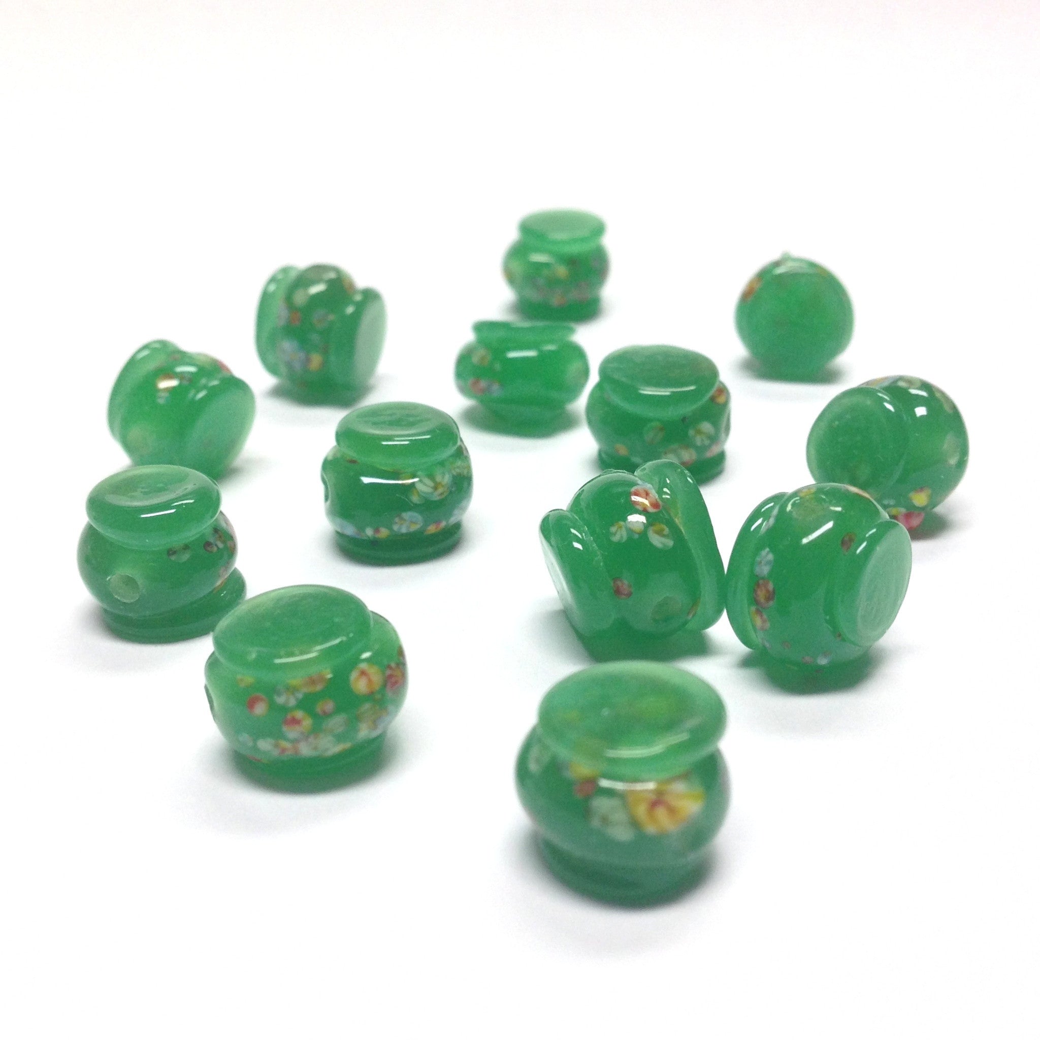 11MM Dark Jade Green Tombo Glass Drum Bead (50 pieces)