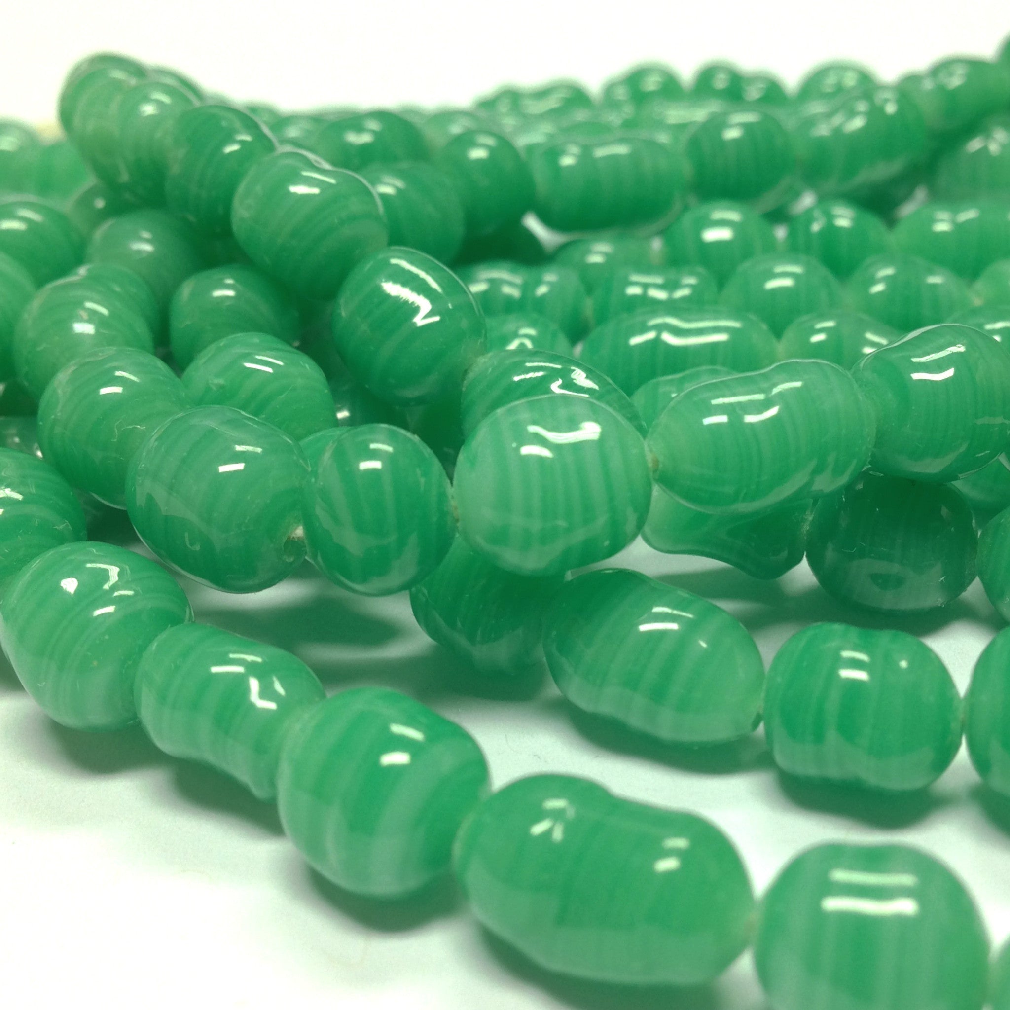 8MM Jade Green Baroque Glass Beads 30" String (1 pieces)