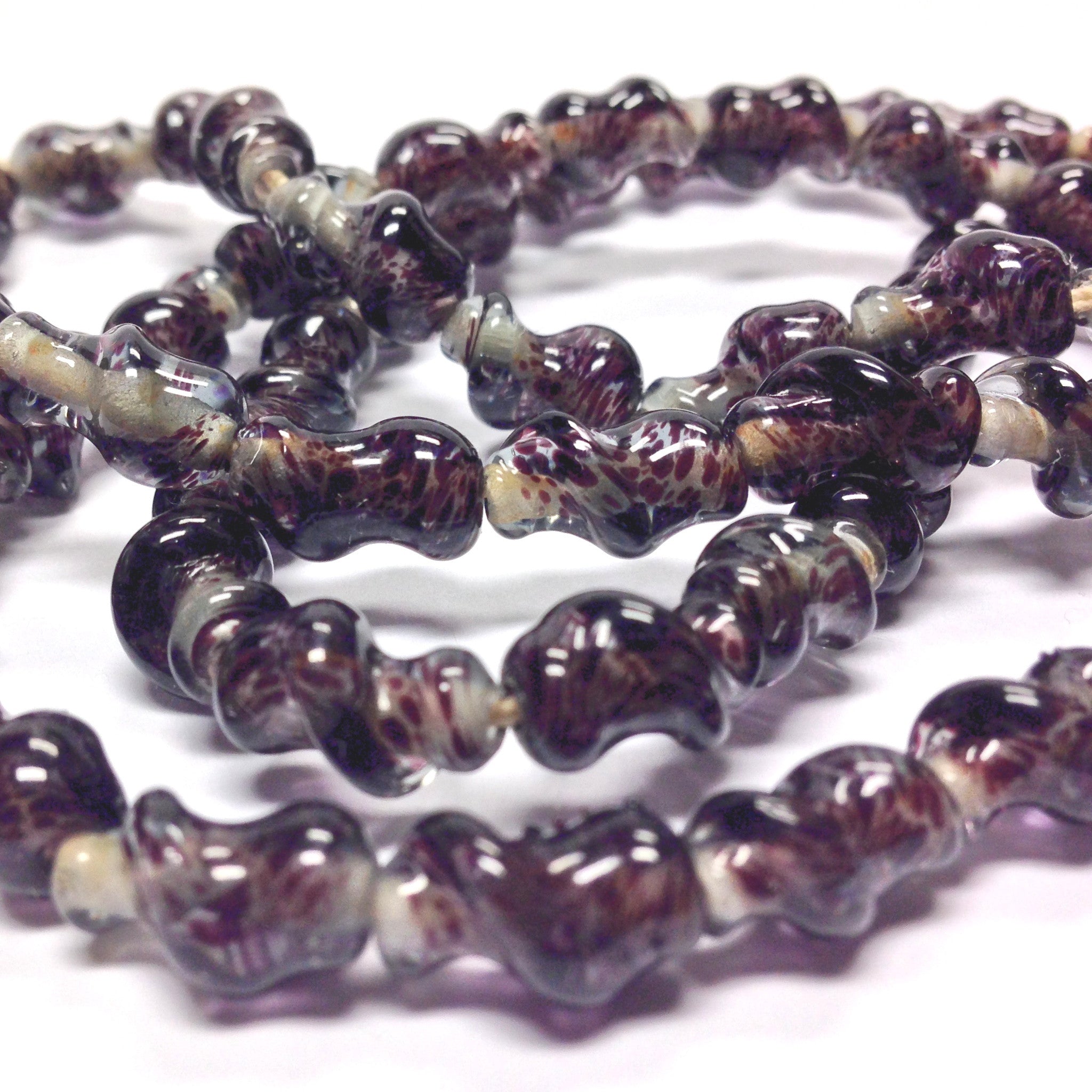 15X9MM Grey Twisted Glass Oval Bead (40 pieces)