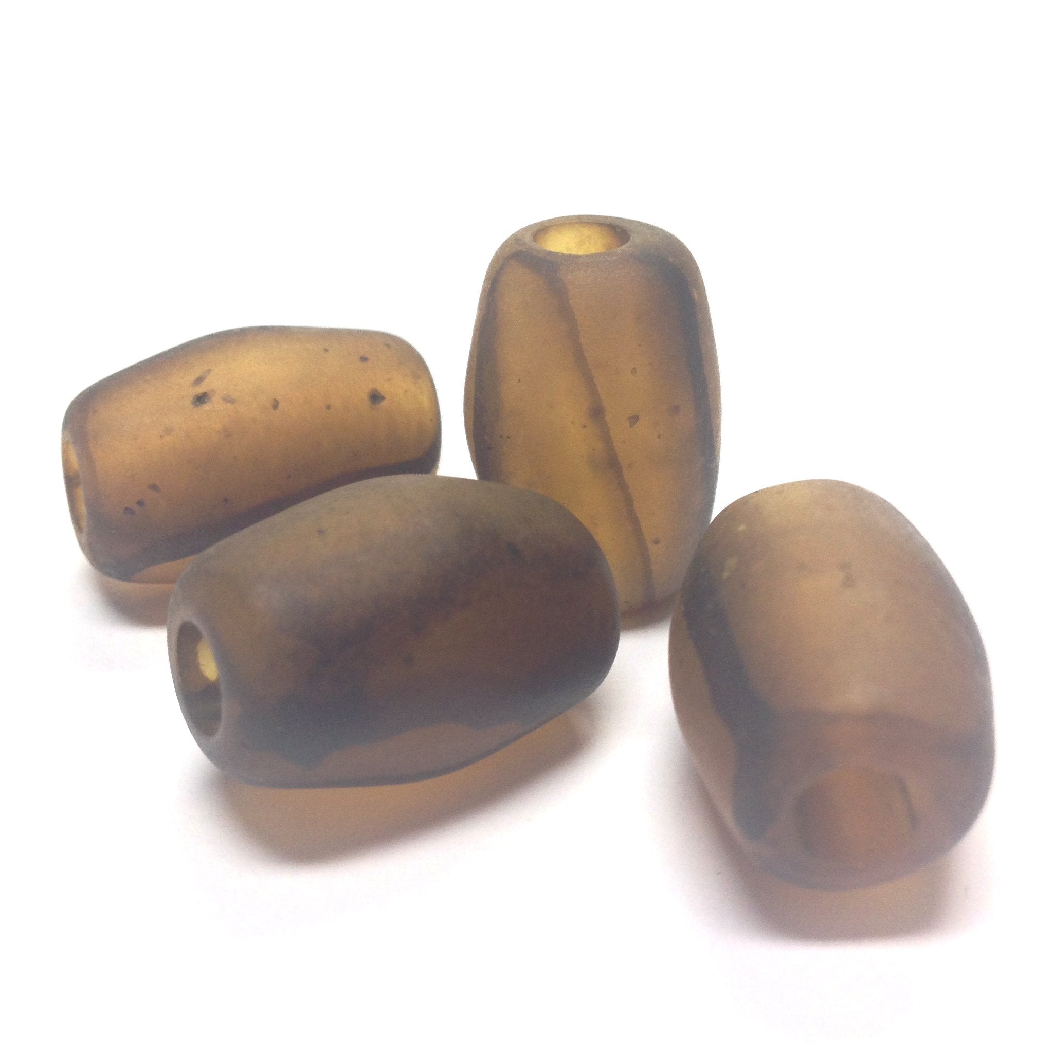 14X20MM Topaz Mat "Haze" Large Hole Oval Bead (12 pieces)