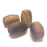 14X20MM Topaz Mat "Haze" Large Hole Oval Bead (12 pieces)