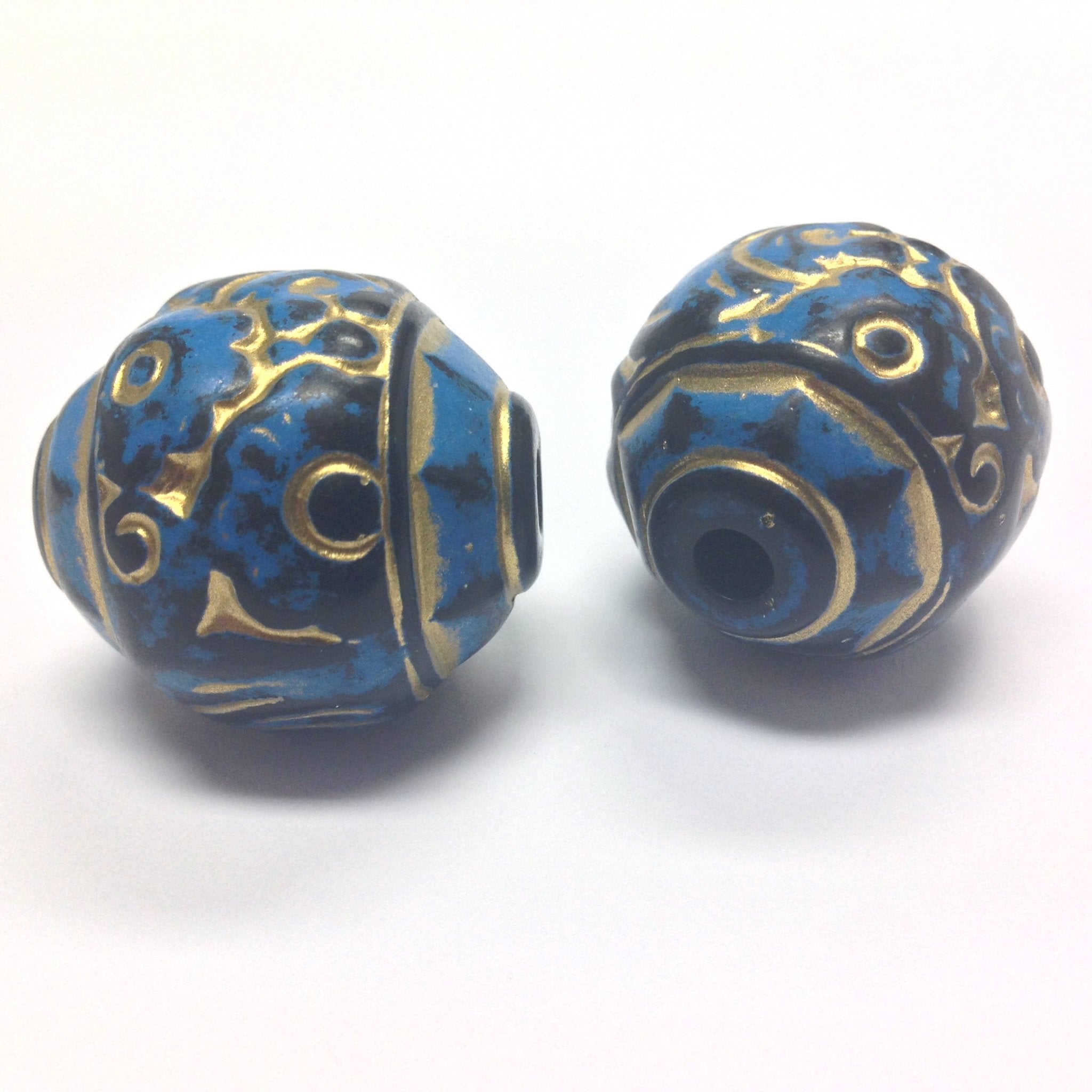 30X28MM Blue "Trichrome" Bead (2 pieces)