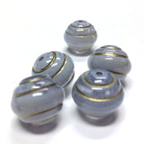 21MM "Stonewashed" Blue/Gold Beads (12 pieces)