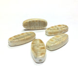 9X21MM Beige "Plaid" Oval Bead (12 pieces)