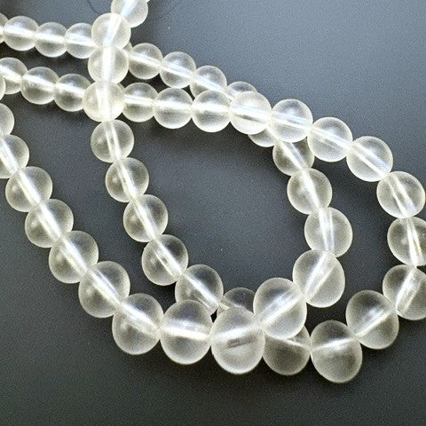 10MM CRYSTAL MAT ROUND BEADS STRUNG 30" (12 strings)