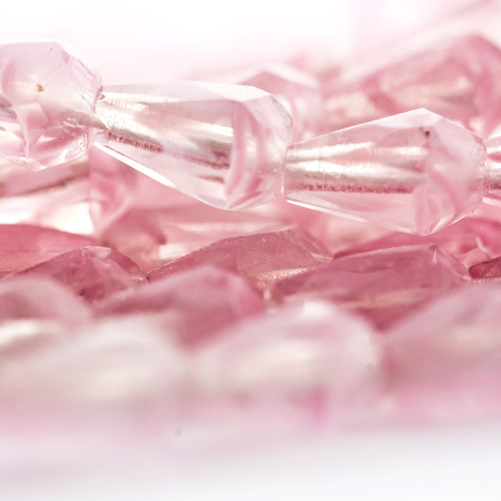 7X5MM Pink/Crystal Firepolish Pear Beads (300 pieces)