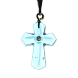 20X14MM Aqua Cross Pendant (12 pieces)