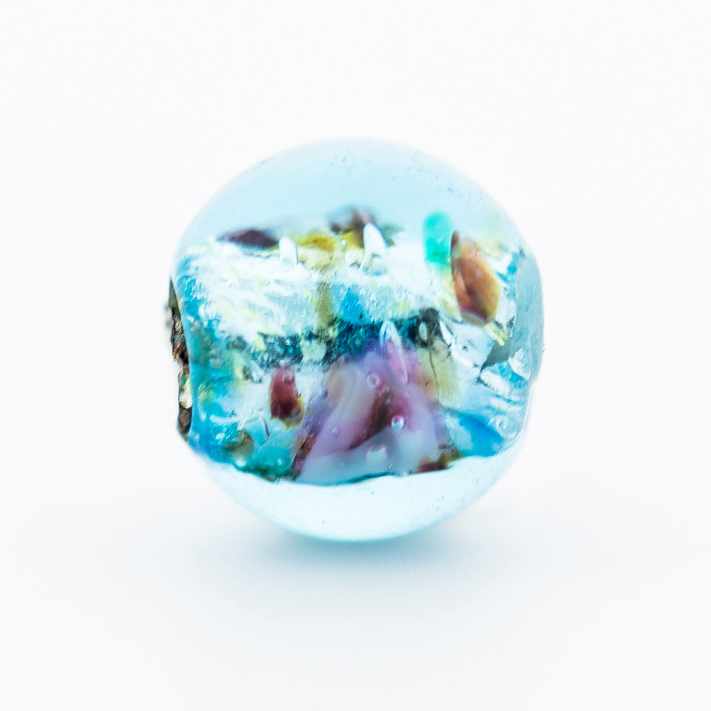 6MM Aqua Multi/Foil Glass Bead (24 pieces)