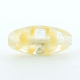 Crystal/Beige Swirl Glass Oval Bead (36 pieces)