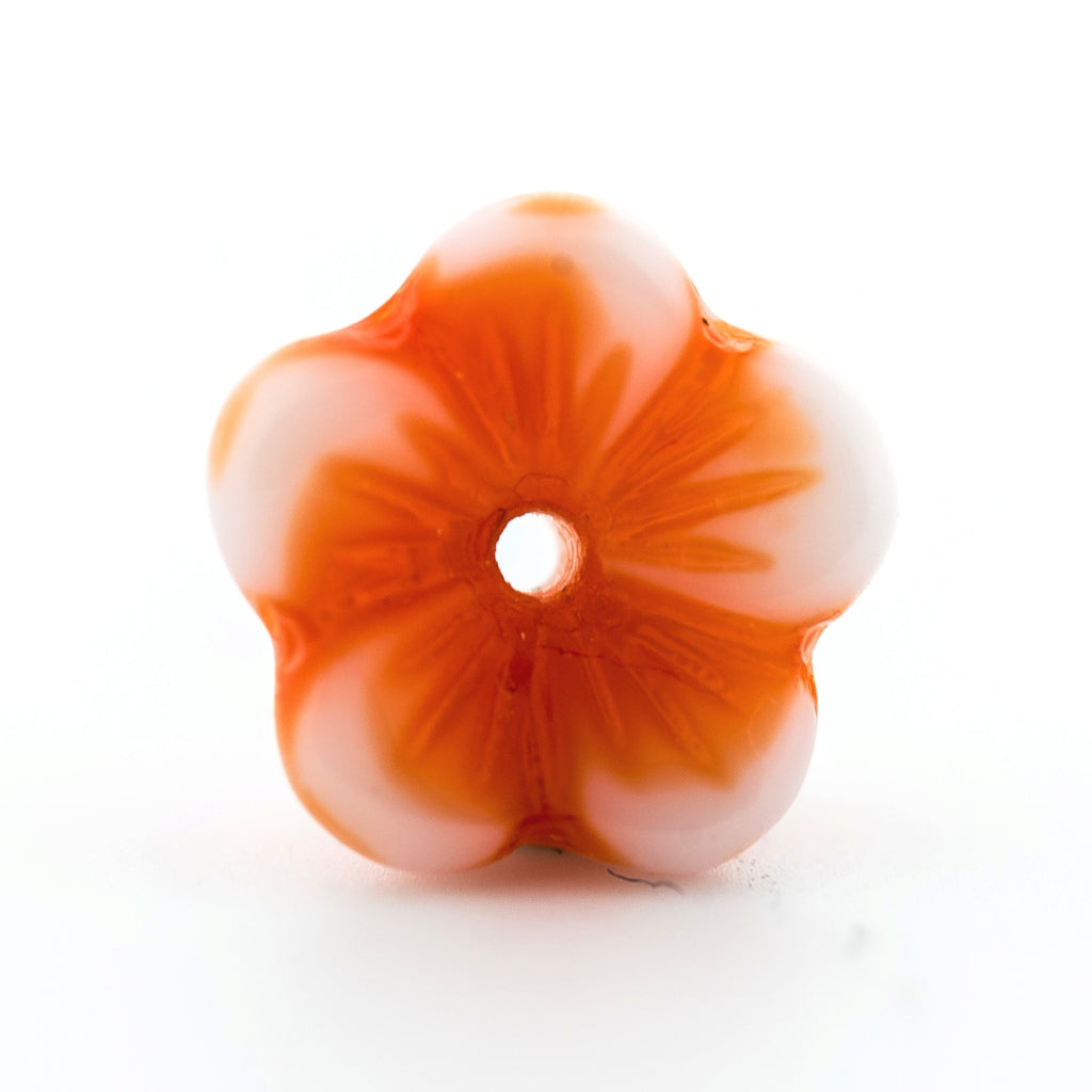 9MM Orange Glass Flower Bead Cap (144 pieces)