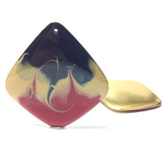 48X44MM Red-Black Enamel Brass Drop (2 pieces)