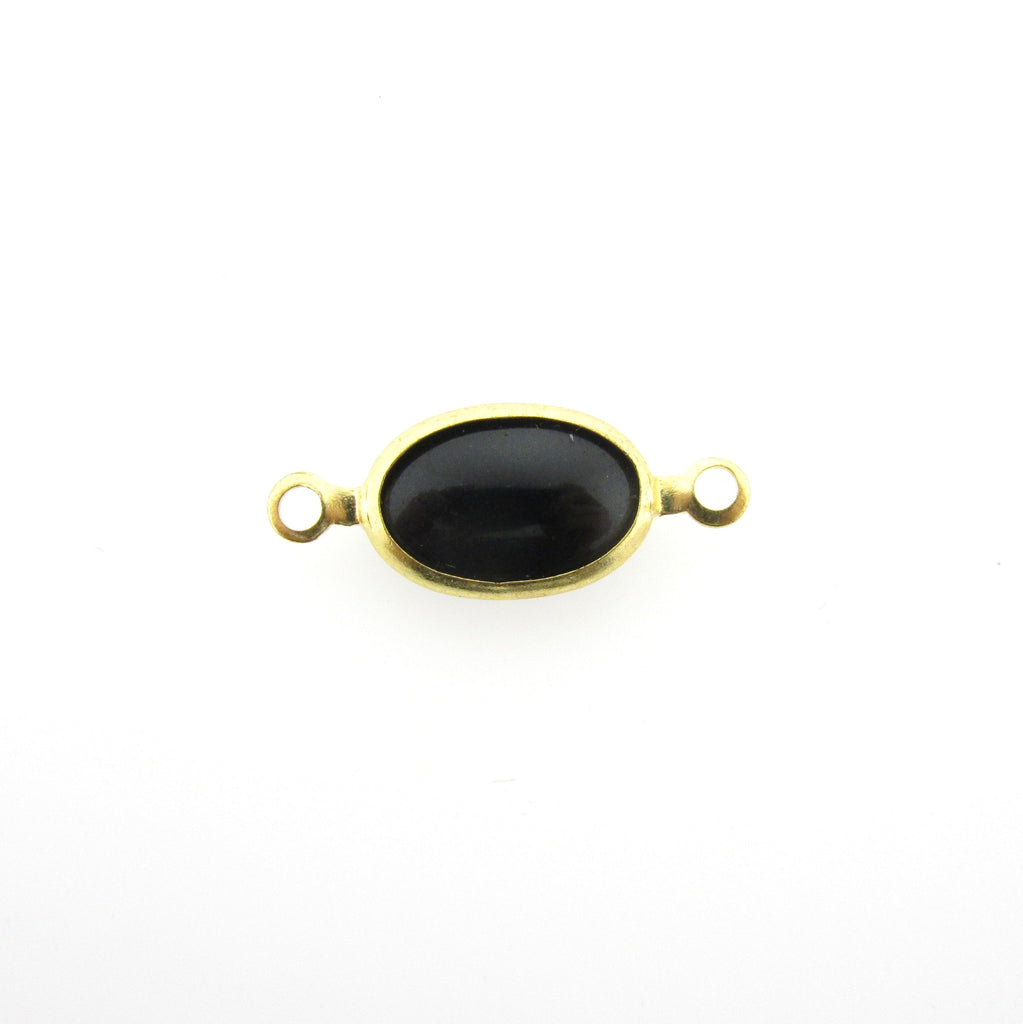 Black Glass Oval Chanel Link Bead (24 pieces)