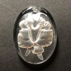 40X30MM Crystal Engraved Floral Drops (6 pieces)