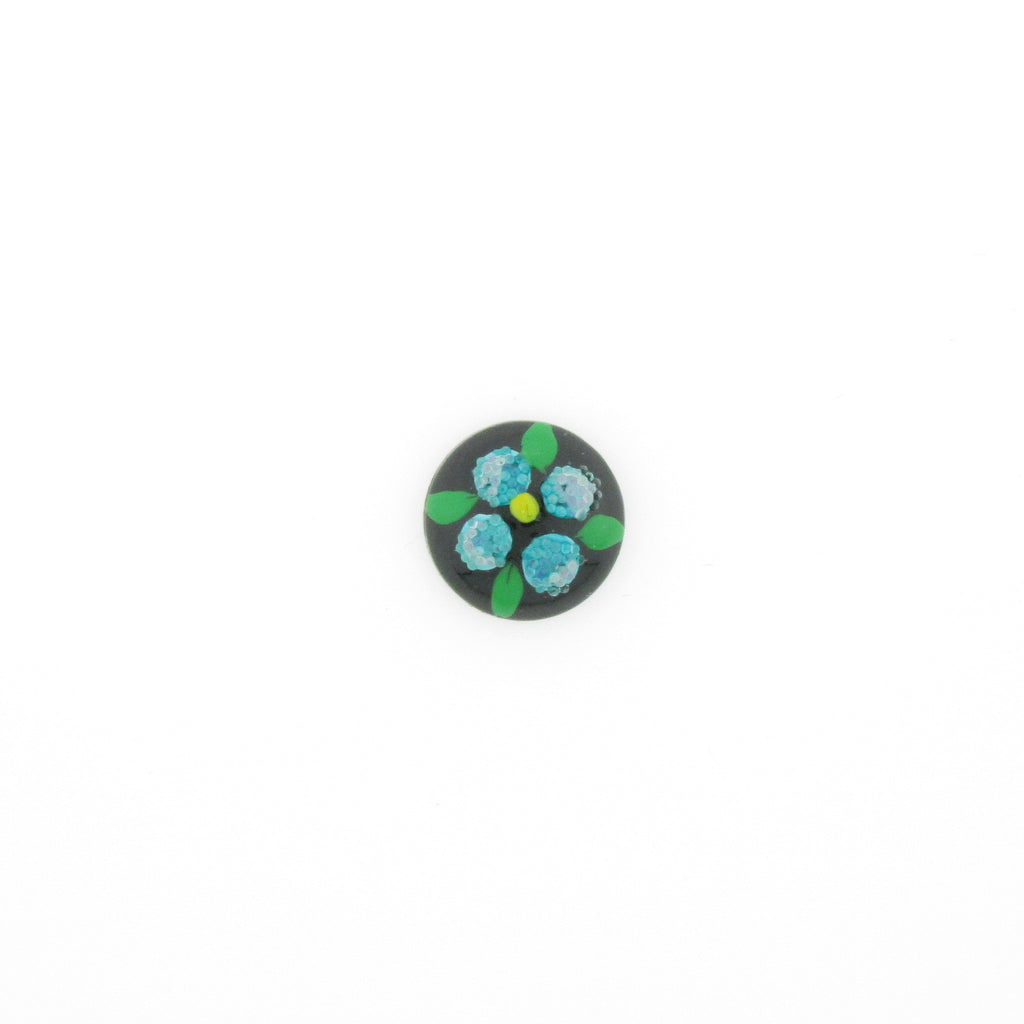 10MM Blue Flower On Black Cab (12 pieces)