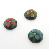 10MM Blue Flower On Black Cab (12 pieces)