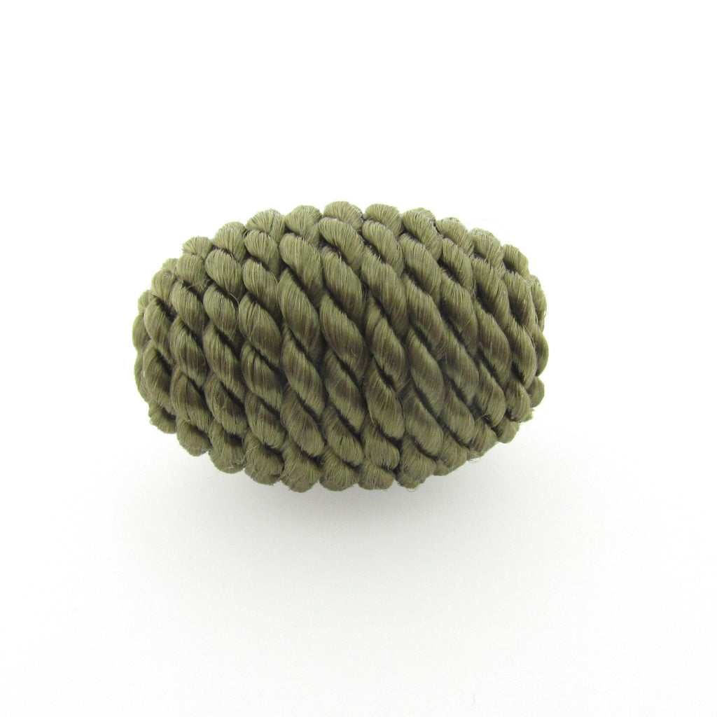 Small Olive Corded Bead (2 pieces)