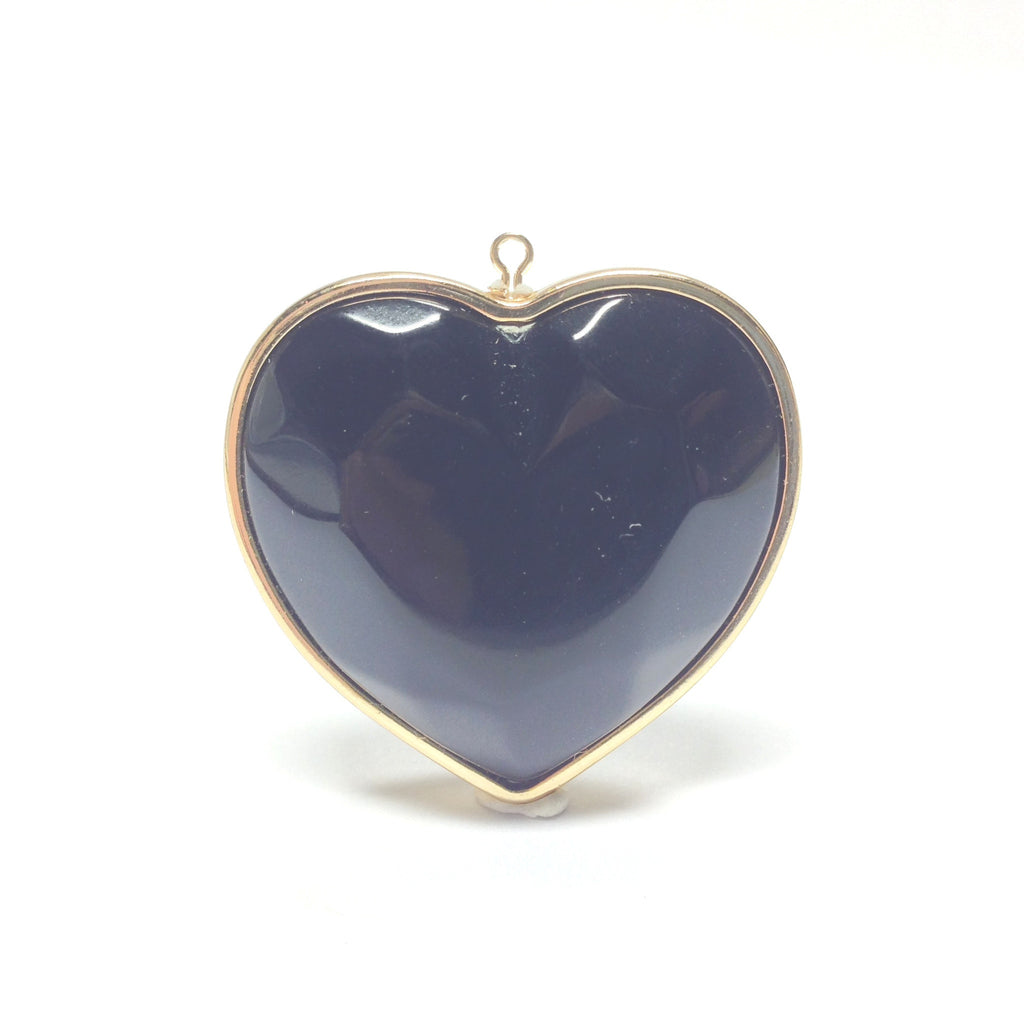 29X28MM Black/Gold Heart Drop (12 pieces)