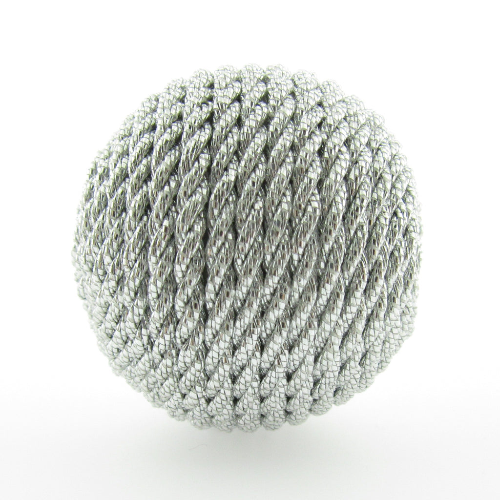 26MM Silver Round Corded Bead (2 pieces)