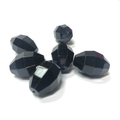 10X7MM Black Faceted Oval Acrylic Bead (72 pieces)