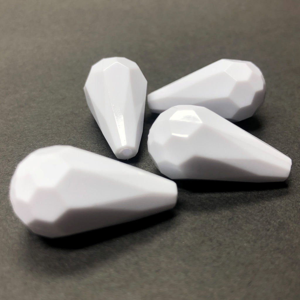 6X10MM White Faceted Pear Acrylic Bead (72 pieces)