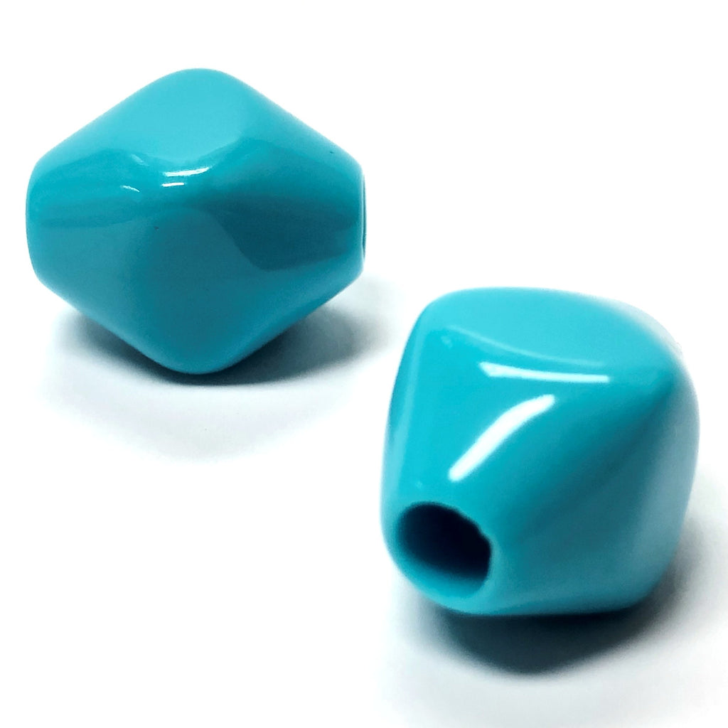 16X14MM Blue Turquoise Acrylic Large 3.8mm Hole Pyramid Bead (36 pieces)