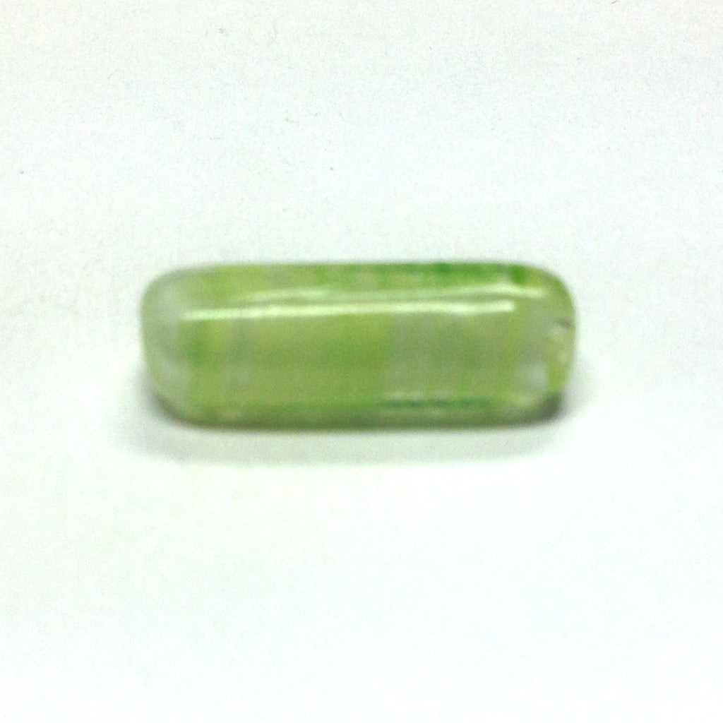 14X5MM Green Glass Tube Bead (36 pieces)