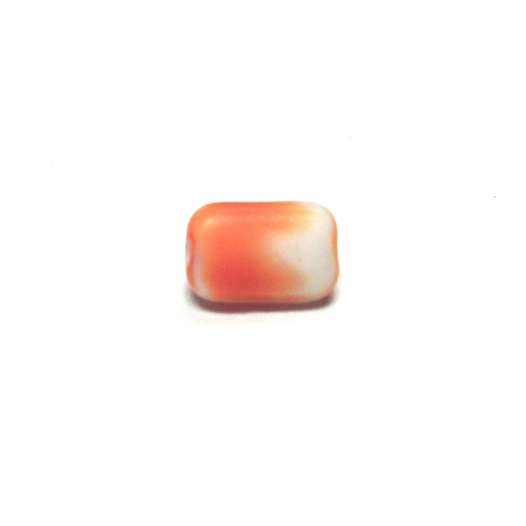 8X6MM Mat Orange Glass Rectangle Bead (144 pieces)