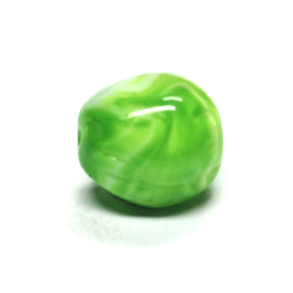 16X15MM Green/Wht Fancy Glass Bead (24 pieces)