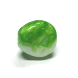 13X12MM Green/Wht Fancy Glass Bead (36 pieces)